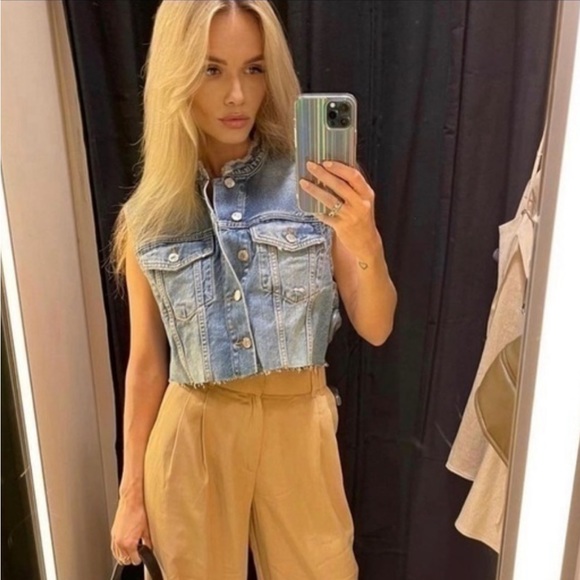 𝗡𝗪𝗧 𝗭𝗮𝗿𝗮 • The Cropped Denim Vest - Picture 2 of 14